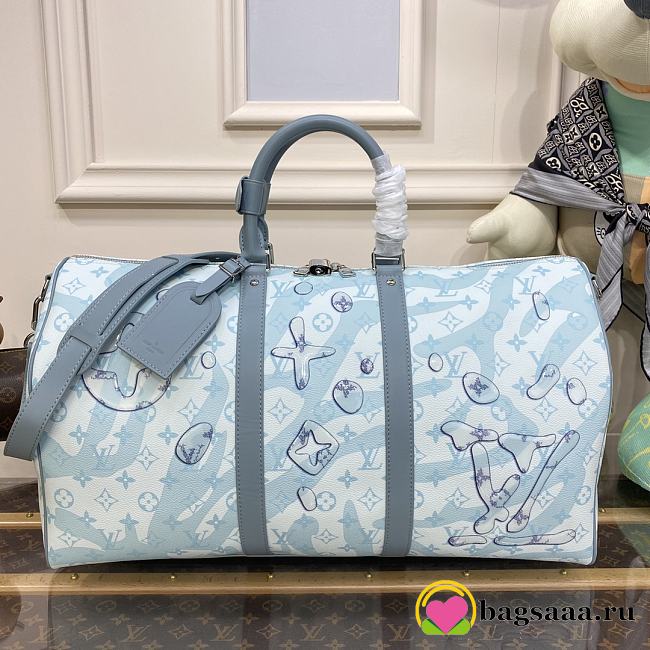 Bagsaaa Louis Vuitton Keepall Bandoulière 50 M22570 Crystal Blue - 50x29x23cm - 1