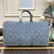 Bagsaaa Louis Vuitton M22532 Keepall Bandoulière 50 Monogram Washed Denim - 50 x 29 x 23 cm - 2