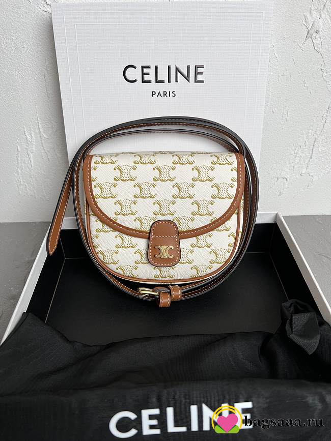 Bagsaaa Celine Mini Besace In Triomphe Canvas And Calfskin White - 16 X 14 X 4 CM - 1