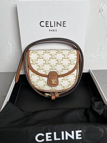 Bagsaaa Celine Mini Besace In Triomphe Canvas And Calfskin White - 16 X 14 X 4 CM