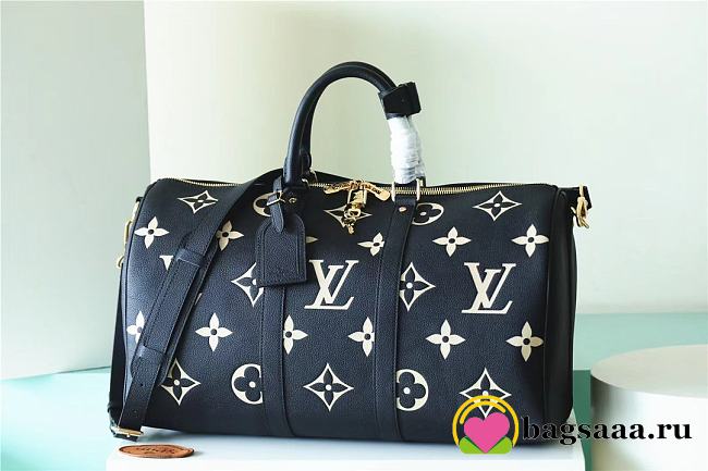 Bagsaaa Louis Vuitton M46670 Keepall Bandoulière 45 Black/Beige - 45 x 27 x 20 cm - 1