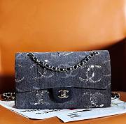 Bagsaaa Chanel Classic Handbag A01112 Embroidered Denim - 15.5 × 25.5 × 6.5 cm - 1