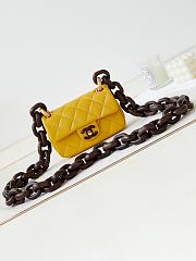 Bagsaaa Chanel Mini Flap Bag Lambskin & Wenge Wood Yellow AS4165 - 11 × 18 × 7 cm - 1