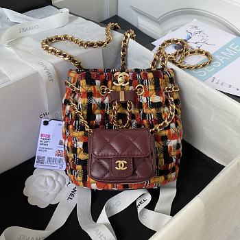 Bagsaaa Chanel Small Backpack Wool Tweed AS3947 - 16.5 × 17 × 12 cm