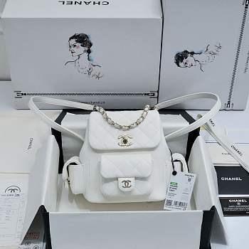Bagsaaa Chanel Small Backpack White AS4399 - 19.5 × 18 × 10 cm