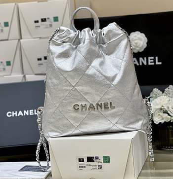 Bagsaaa Chanel 22 Backpack Gray AS3859 - 34 × 29 × 8 cm