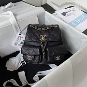 Bagsaaa Chanel Small Backpack Grained Shiny Calfskin AS3787 Black - 17.5-16.5-10 cm - 1