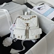 Bagsaaa Chanel Small Backpack Grained Shiny Calfskin AS3787 White - 17.5-16.5-10 cm - 1