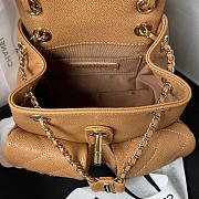 Bagsaaa Chanel Small Backpack Grained Shiny Calfskin AS3787 Brown - 17.5-16.5-10 cm - 2