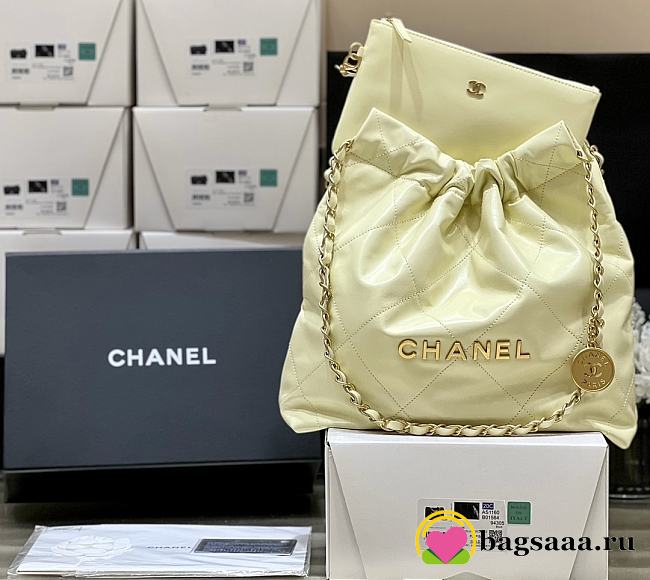 Bagsaaa Chanel 22 Small Handbag Light Yellow AS3260 - 35 × 37 × 7 cm - 1