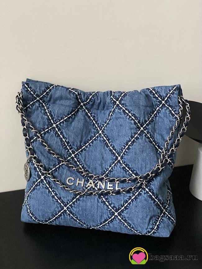 Bagsaaa Chanel 22 Small Handbag Stitched Denim AS3260 - 35 × 37 × 7 cm - 1