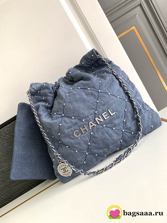 Bagsaaa Chanel 22 Small Handbag Washed Denim AS3260 - 35 × 37 × 7 cm - 1