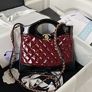 Bagsaaa Chanel 31 Mini Shopping Bag AS4133 Burgundy & Black Patent Calfskin - 22 × 23 × 5.5 cm - 1