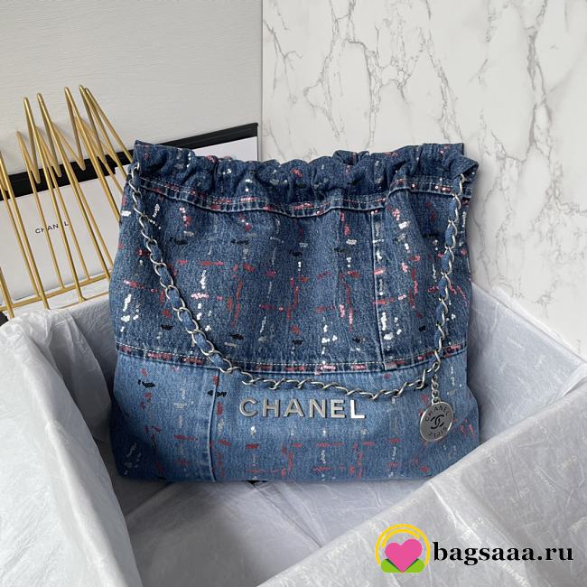 Bagsaaa Chanel 22 Handbag Denim Patchwork AS3261 - 39 × 42 × 8 cm - 1