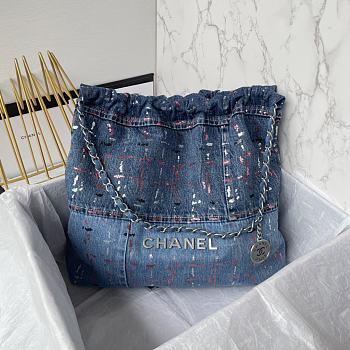 Bagsaaa Chanel 22 Handbag Denim Patchwork AS3261 - 39 × 42 × 8 cm