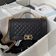 Bagsaaa Boy Chanel Handbag With Handle Black Grained Shiny Calfskin A94804 - 14.5 × 25 × 8 cm - 1