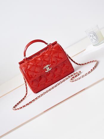 Bagsaaa Chanel Small Box Bag Red Patent AS4511 - 13 × 18 × 8.5 cm