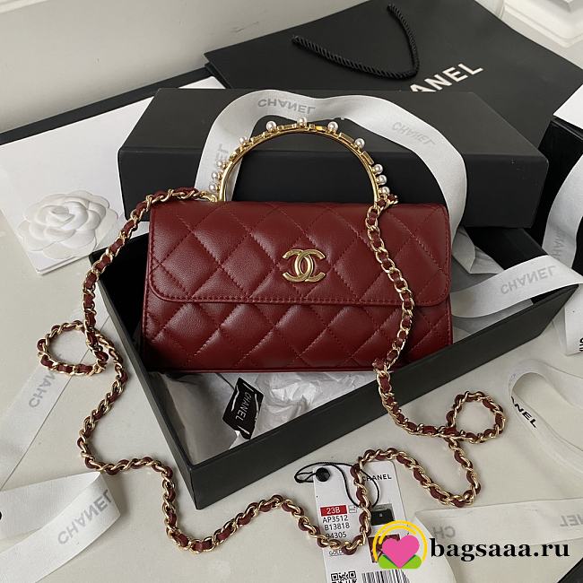 Bagsaaa Chanel Flap Phone Holder With Chain AP3512 Burgundy Red - 11 × 17.2 × 3.5 cm - 1