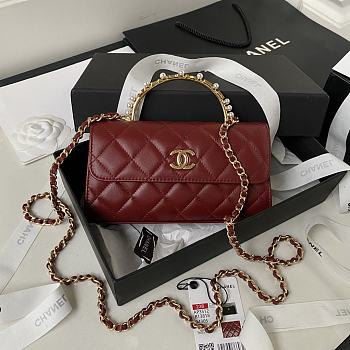 Bagsaaa Chanel Flap Phone Holder With Chain AP3512 Burgundy Red - 11 × 17.2 × 3.5 cm