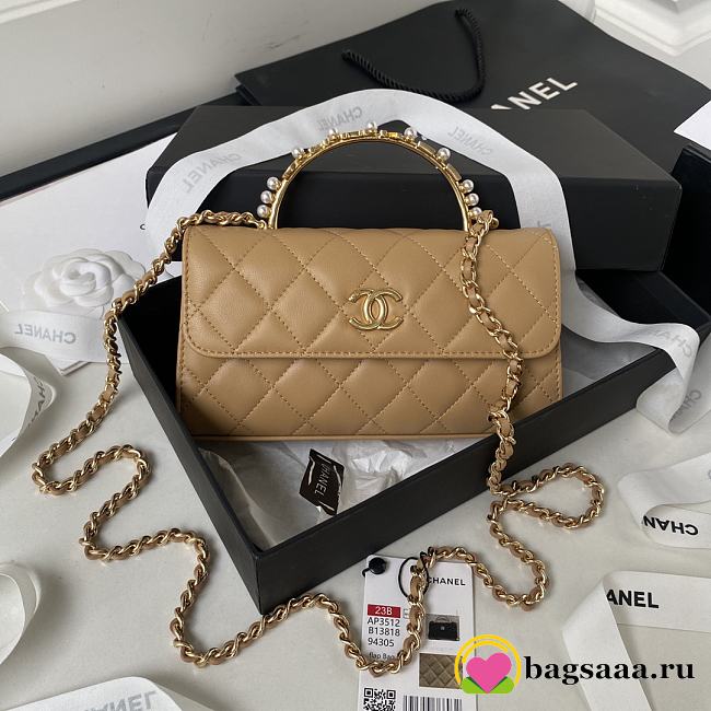 Bagsaaa Chanel Flap Phone Holder With Chain AP3512 Dark Beige - 11 × 17.2 × 3.5 cm - 1