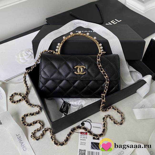 Bagsaaa Chanel Flap Phone Holder With Chain AP3512 Black - 11 × 17.2 × 3.5 cm - 1