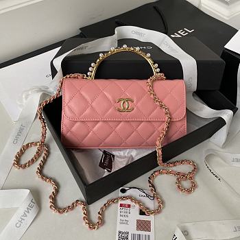 Bagsaaa Chanel Flap Phone Holder With Chain AP3512 Pink - 11 × 17.2 × 3.5 cm