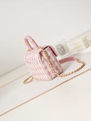 Bagsaaa Chanel Mini Flap Bag With Top Handle Pink Tweed AS4035 - 15×15.5×7.5 cm - 3