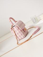 Bagsaaa Chanel Mini Flap Bag With Top Handle Pink Tweed AS4035 - 15×15.5×7.5 cm - 5