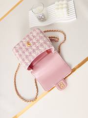 Bagsaaa Chanel Mini Flap Bag With Top Handle Pink Tweed AS4035 - 15×15.5×7.5 cm - 2