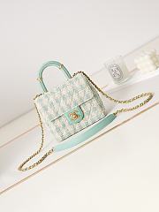 Bagsaaa Chanel Mini Flap Bag With Top Handle Light Blue Tweed AS4035 - 15×15.5×7.5 cm - 1