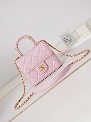 Bagsaaa Chanel Mini Flap Bag With Top Handle Light Pink AS4035 - 15×15.5×7.5 cm - 1