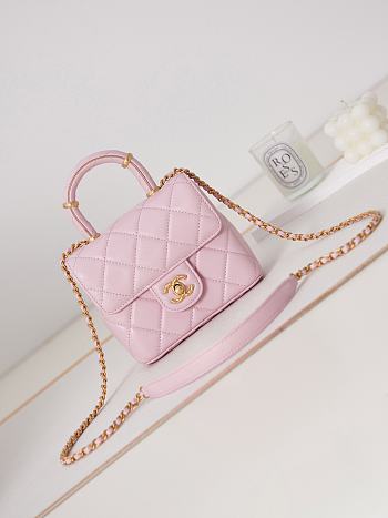 Bagsaaa Chanel Mini Flap Bag With Top Handle Light Pink AS4035 - 15×15.5×7.5 cm