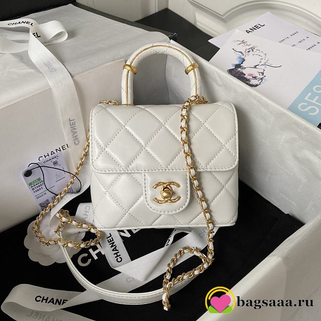 Bagsaaa Chanel Mini Flap Bag With Top Handle White AS4035 - 15×15.5×7.5 cm - 1