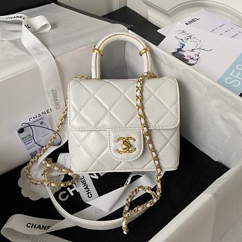 Bagsaaa Chanel Mini Flap Bag With Top Handle White AS4035 - 15×15.5×7.5 cm