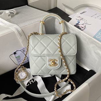 Bagsaaa Chanel Mini Flap Bag With Top Handle Light Gray AS4035 - 15×15.5×7.5 cm