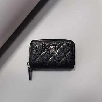 Bagsaaa Chanel Classic Zipped Coin Purse AP0216 Black & Silver Hardware - 7.5 × 11 × 2 cm