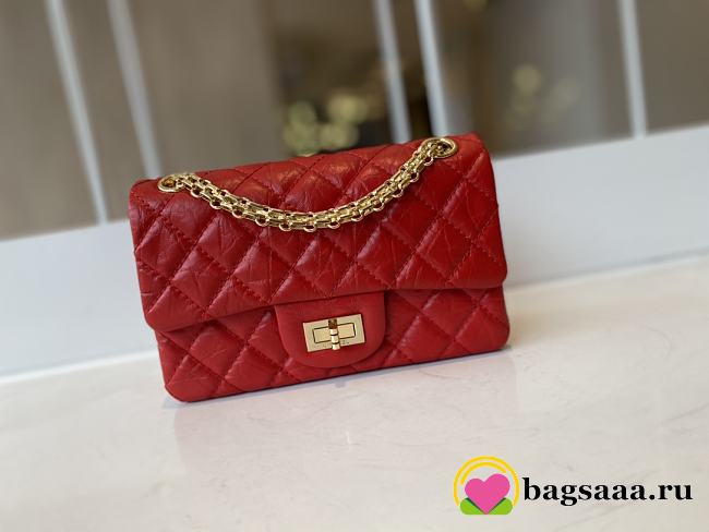 Bagsaaa Chanel Mini 2.55 Handbag AS0874 Aged Calfskin Red - 15.5 × 20 × 6 cm - 1