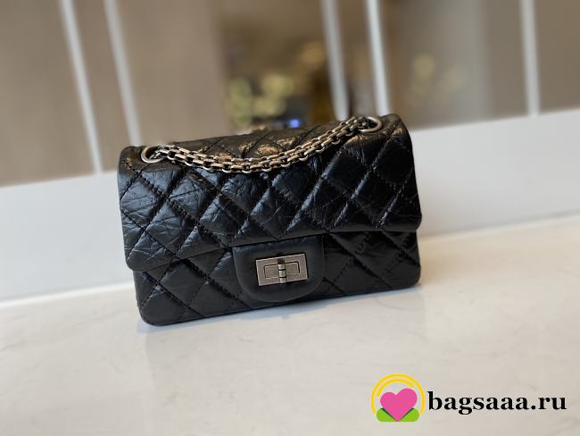 Bagsaaa Chanel Mini 2.55 Handbag AS0874 Aged Calfskin Black & Silver Hardware - 15.5 × 20 × 6 cm - 1