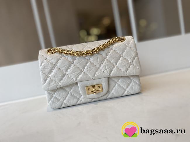 Bagsaaa Chanel Mini 2.55 Handbag AS0874 Aged Calfskin White - 15.5 × 20 × 6 cm - 1