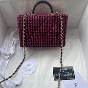 Bagsaaa Chanel Small Box Bag Wool Tweed Fuchsia & Black AS4470 - 13.5 × 19 × 8 cm - 3