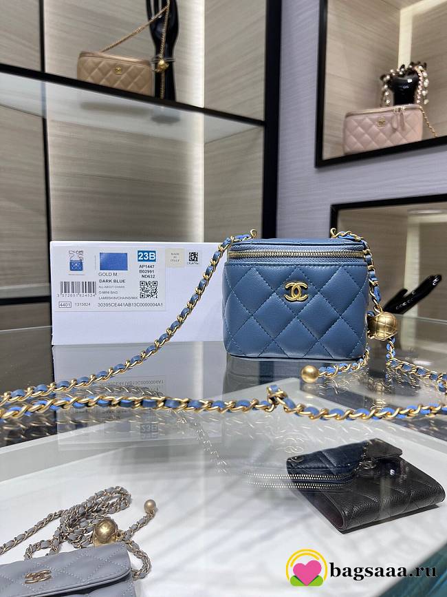  Bagsaaa Chanel Clutch With Chain AP1447 Blue Lambskin - 8.5-11-7cm - 1