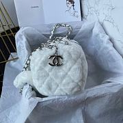 Bagsaaa Chanel Small Bowling Bag Shearling Lambskin White AS4280 - 10.5 × 25 × 13 cm - 5