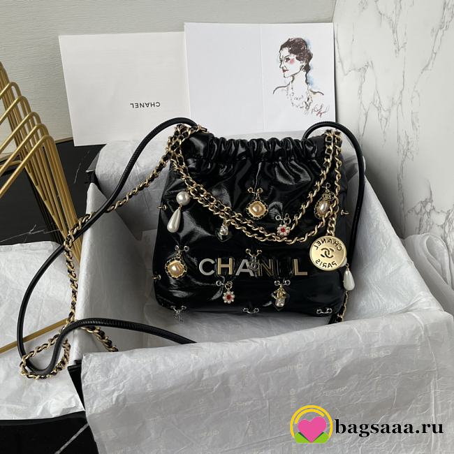 Bagsaaa Chanel 22 Mini Handbag Black Bijoux Charms AS3980 - 20 × 19 × 6 cm - 1