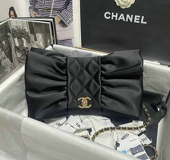 Bagsaaa Chanel Clutch Satin & Gold-Tone Metal Black AS4098 - 20 × 20 × 4 cm