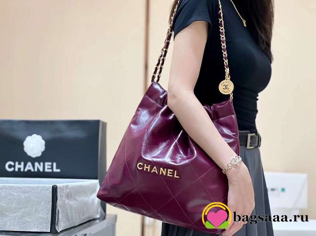 Bagsaaa Chanel 22 Handbag Burgundy Pink AS3261 - 39 × 42 × 8 cm - 1