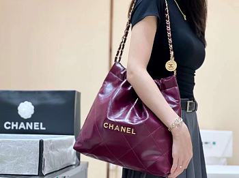 Bagsaaa Chanel 22 Handbag Burgundy Pink AS3261 - 39 × 42 × 8 cm