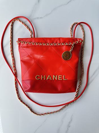 Bagsaaa Chanel 22 Mini Handbag Dark Orange & Red AS3980 - 20 × 19 × 6 cm