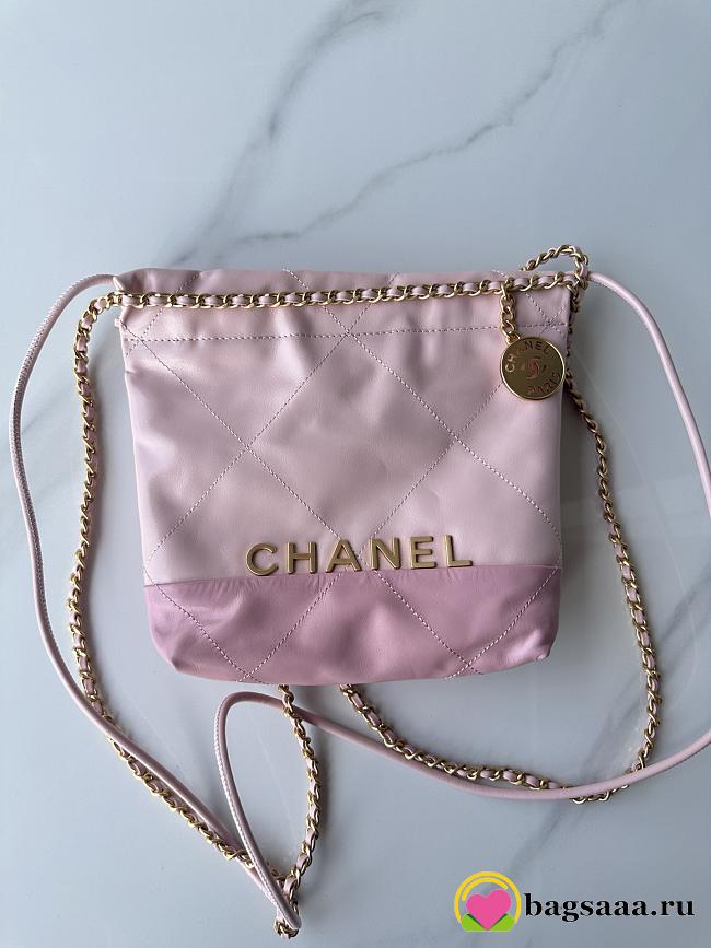 Bagsaaa Chanel 22 Mini Handbag Light Pink & Light Purple AS3980 - 20 × 19 × 6 cm - 1