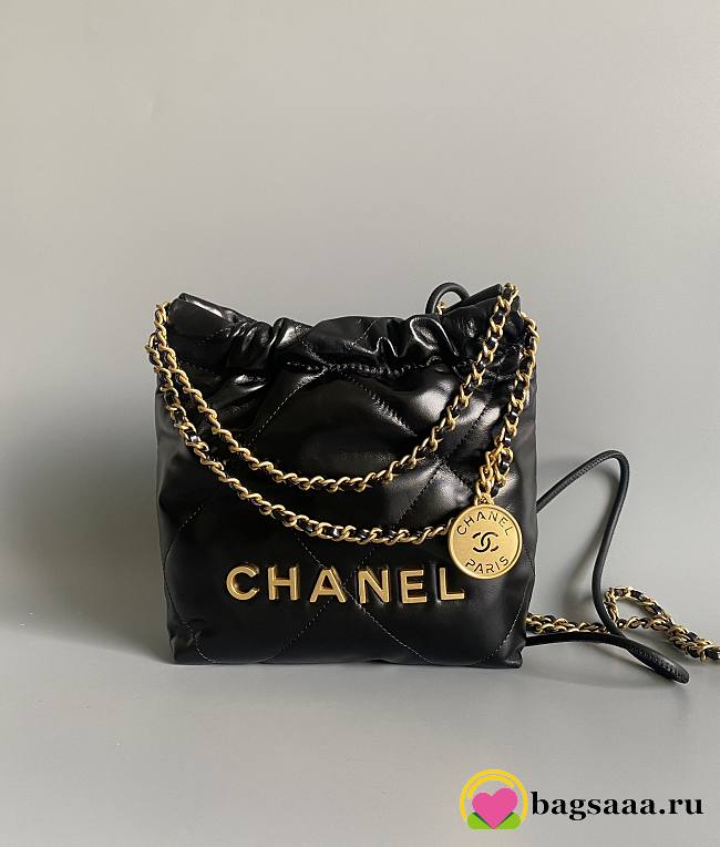 Bagsaaa Chanel 22 Mini Handbag Shiny Black AS3980 - 20×19×6 Cm - 1