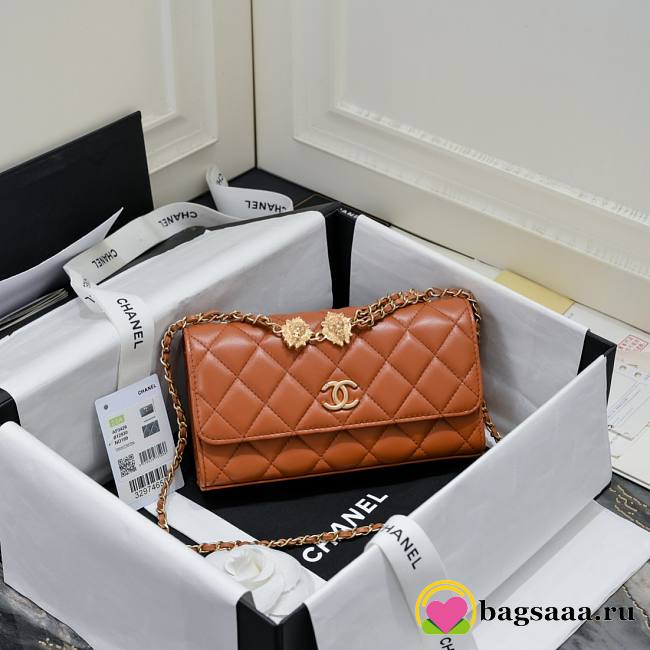 Bagsaaa Chanel Flap Phone Holder With Chain AP3426 Brown - 10 × 17.2 × 3.3 cm - 1